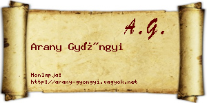 Arany Gyöngyi névjegykártya